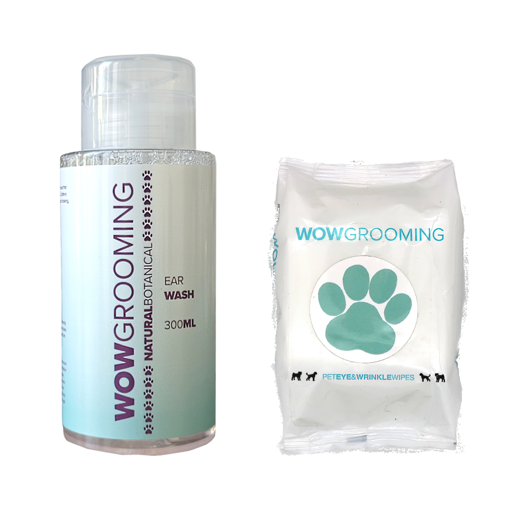 Ear Wash with Pet Eye Wrinkle Wipes Wow Grooming