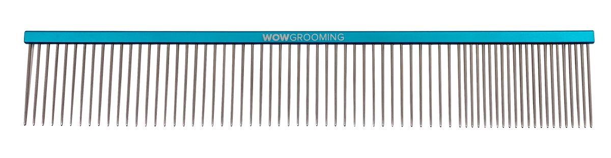 Wow Grooming Flat Coloured Spine Finishing Comb with Detailer – Blue o